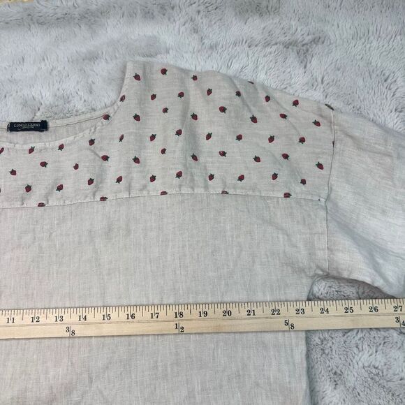 Lungo L'Arno 100% Linen Dress Size 1X Beige Strawberry Made in Italy Dress Boho - Picture 8 of 8